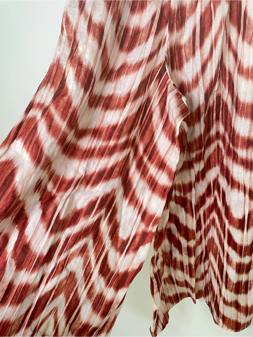 Boho Coastal | Banana Republic Linen Palazzzo Pants Meridian Rust Cream Tie Dye